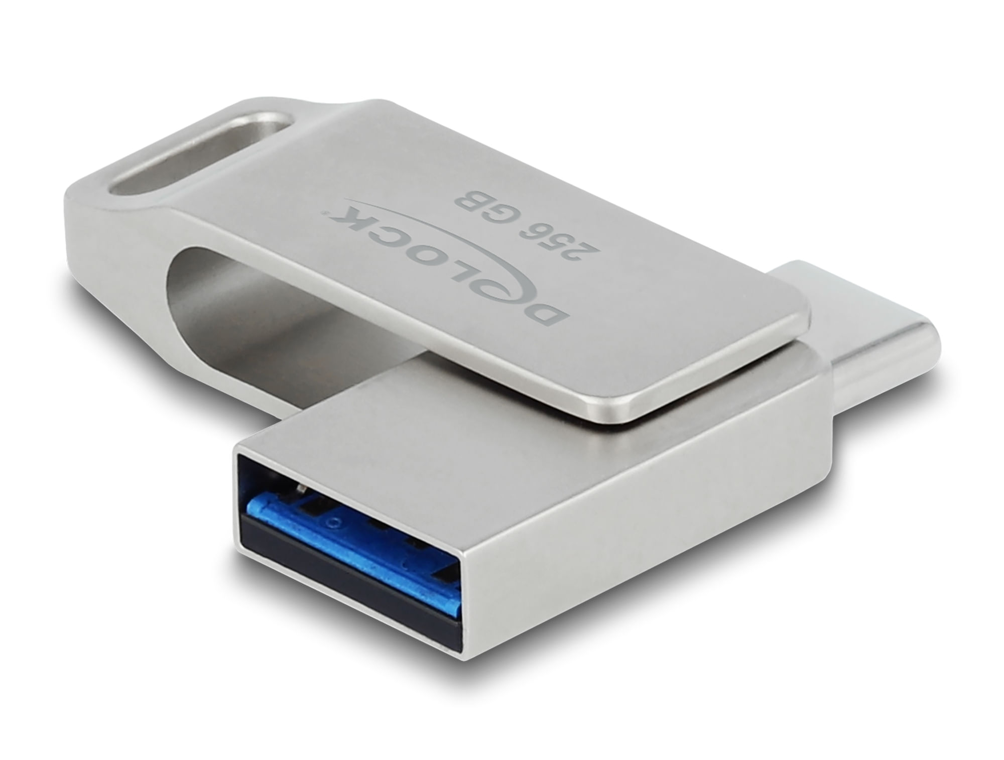 Delock USB 5 Gbps USB-C memory stick Tipo A da 256 GB - alloggiamento in metallo DeLOCK Chiavetta USB 5 Gbps USB-C + Tipo-A da 256 GB - Alloggiamento