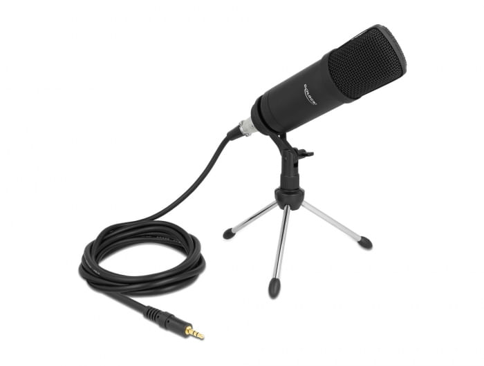 DeLOCK Microfono Podcasting professionale per computer con connettore XLR e jack stereo a 3 pin maschio + cavo adattatore per Smartphone e Tablet