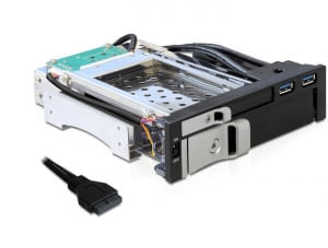 DeLock 5.25 Wechselrahmen - Wechselrahmen 1 x 2.5 1 x 3.5 SATA HDD 2 x USB 3.0 Ports DeLOCK 47209 pannello drive bay 13,3 cm (5.25") condotto I/O Ne