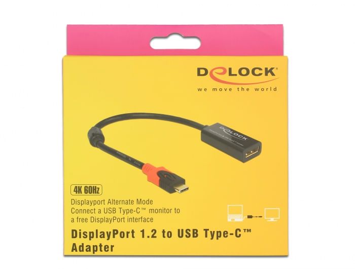 DeLOCK 63928 cavo e adattatore video 0,2 m USB tipo-C DisplayPort 20 pin Nero, Rosso