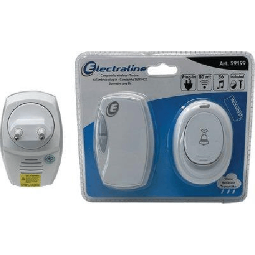 Campanello + Pulsante Esterno Electraline Ricevitore Volt 220 Pulsante 1Xa23 Inclusa