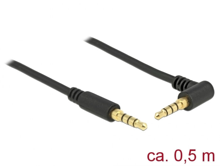 Delock Cavo jack da 35 mm 4 pin maschio maschio angolato 05 m nero DeLOCK 85607 cavo audio 0,5 m 3.5mm Nero