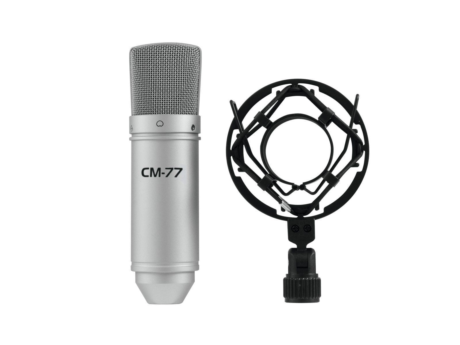 Omnitronic Microfono da studio Omnitronic MIC CM-77 Tipo di trasmissione cablato incl. morsetto (13030918) Omnitronic 13030918 microfono Argento Micro