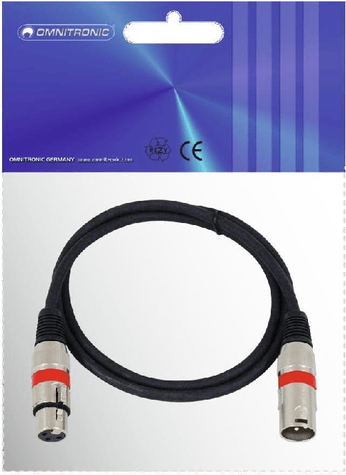 Omnitronic 30220406 XLR Verbindungskabel [1x XLR-Stecker 3 polig - 1x XLR-Buchse 3 polig] 1