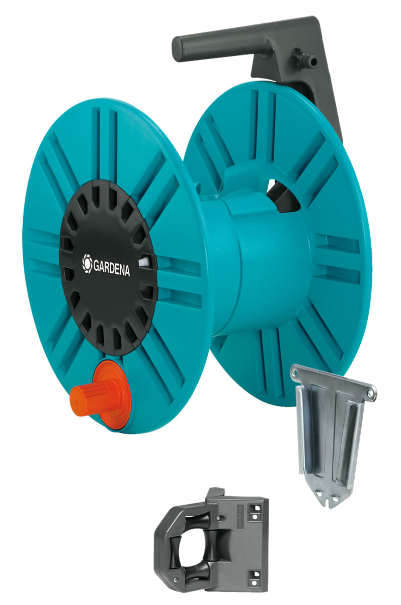 Gardena 2650-20 avvolgitubo da giardino Rocchetto montato a muro Manuale Nero, Turchese