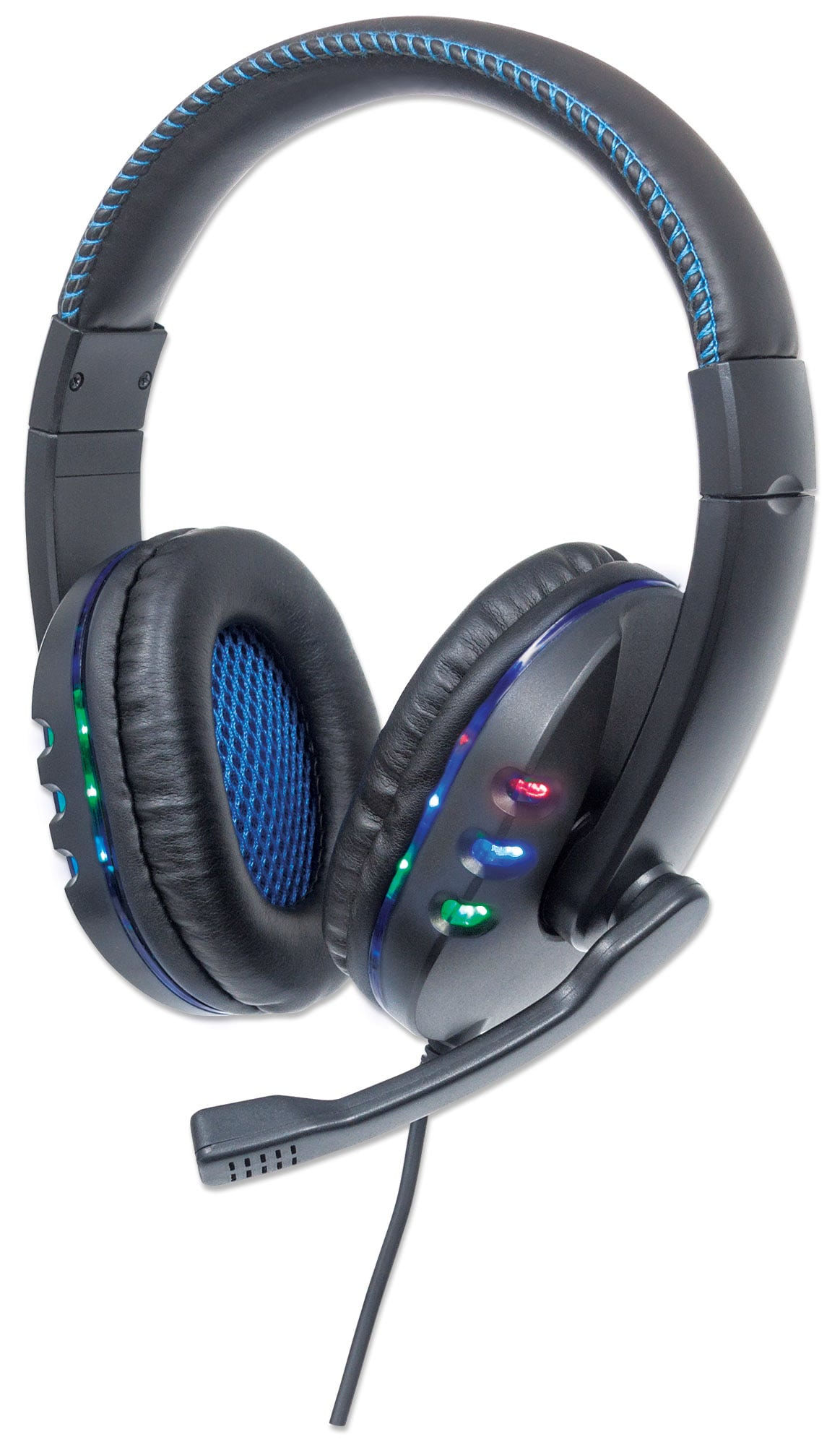 Manhattan 176088 cuffia e auricolare Cablato A Padiglione Musica e Chiamate Nero Blu (USB GAMING LED HEADSET 1.8M- - BUI Manhattan 176088 cuffia e aur